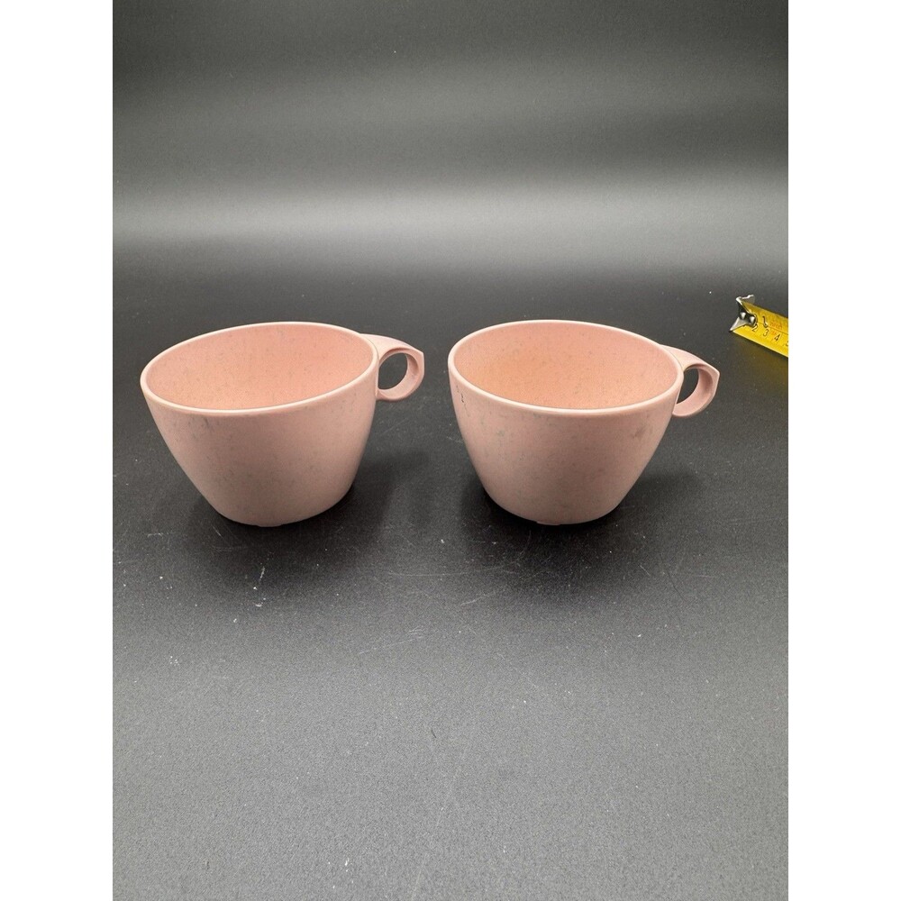 2 Pink Melmac Vintage Tea Cups